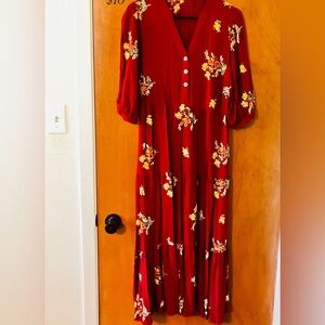 Floral Red Maxi Dress